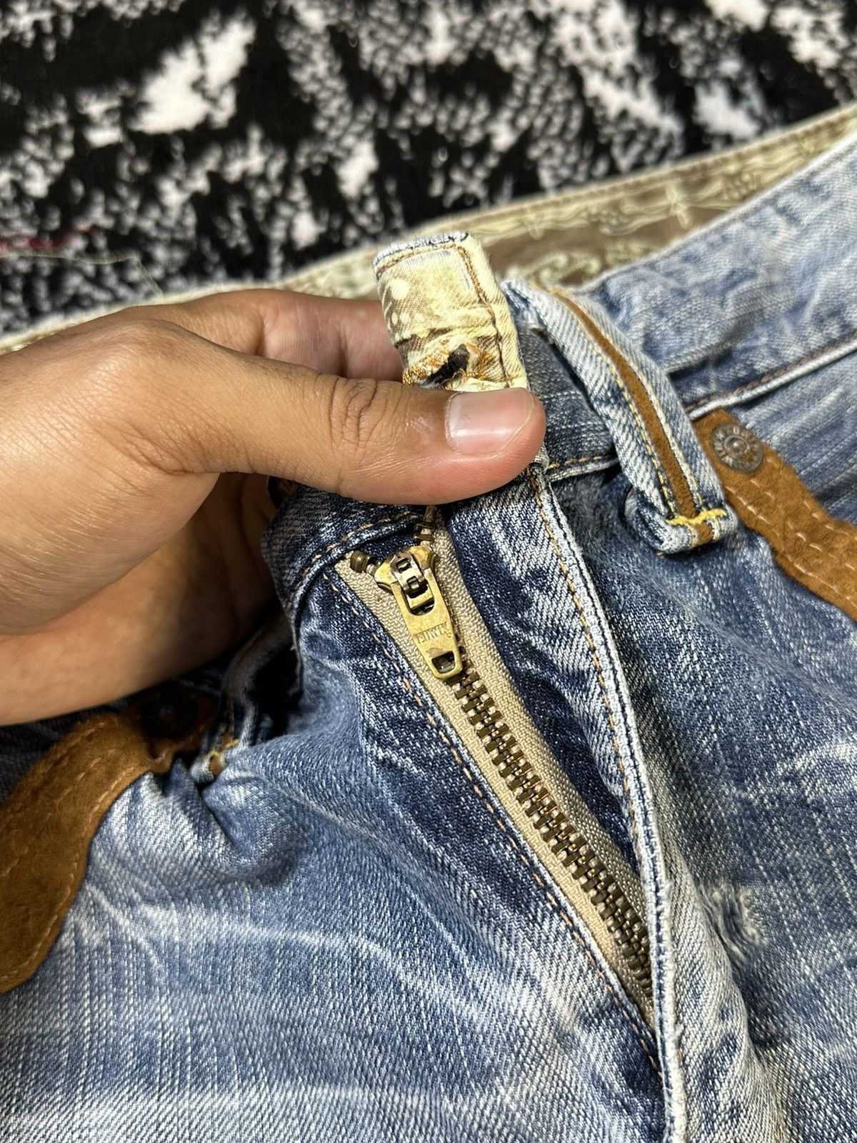If Six Was Nine 2000s Vintage Edwin XV Distressed Rusty Jeans Sky Blue Size US 30 / EU 46 - 7 Thumbnail