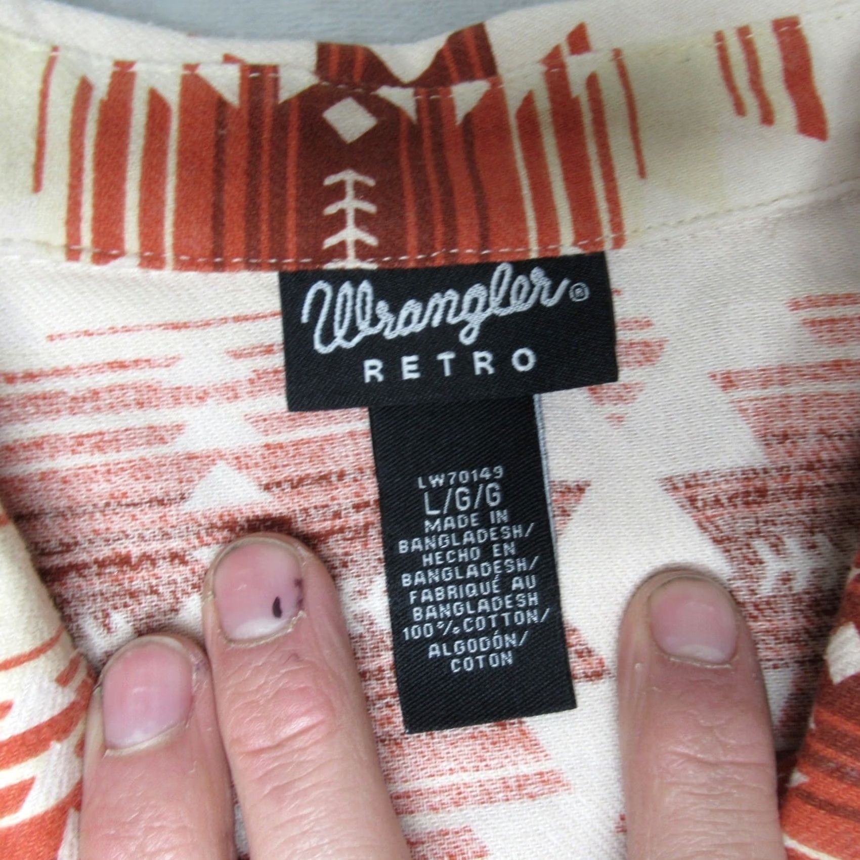 Wrangler Wrangler Retro Shirt Womens Large Orange Southwestern Geometric Pearl Snap Long Sleeve Button-Up Casual Workwear Size L / US 10 / IT 46 - 2 Thumbnail