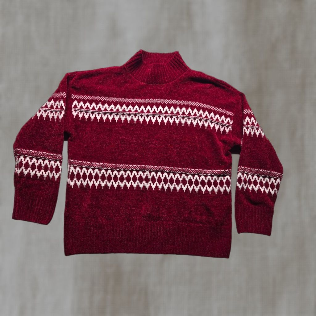 Christian Siriano Christian Siriano Sweater Long Sleeve Pullover Womens Large Red Mock Neck Winter Casual Pullover Womens Size L / US 10 / IT 46 - 1 Thumbnail