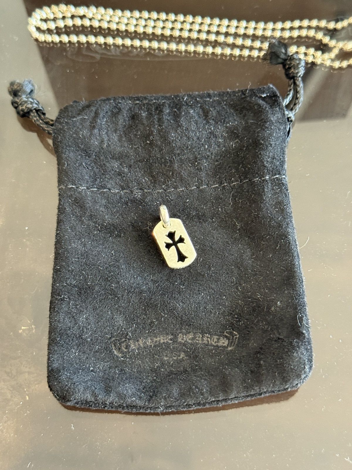 Chrome Hearts Chrome Hearts Tiny Cross Dog Tag Pendant with Ball Chain Size ONE SIZE - 2 Thumbnail