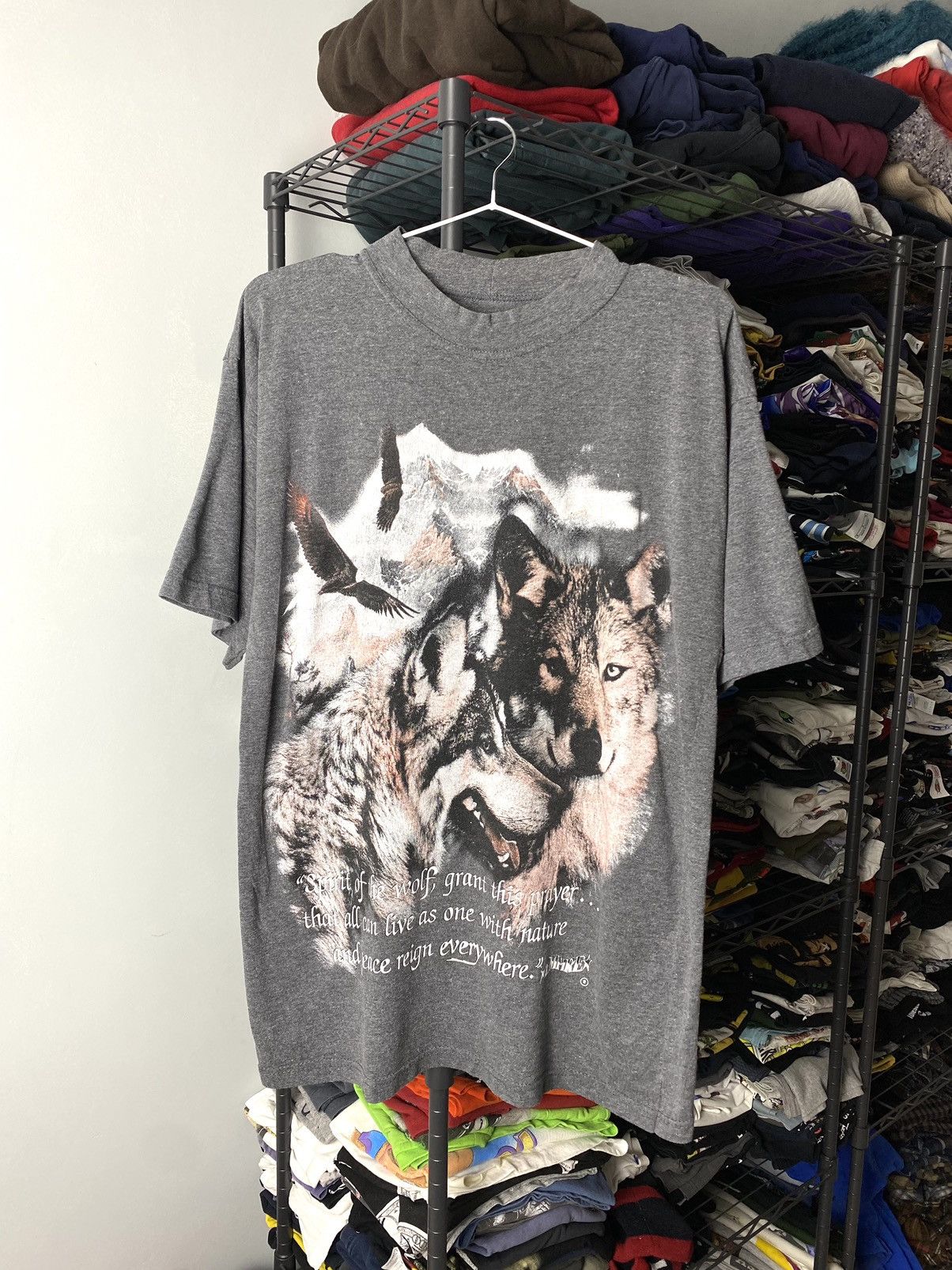 Vintage 90’s Vintage Wolf T Shirt Indians Spirit Supreme Style Size US M / EU 48-50 / 2 - 1 Thumbnail