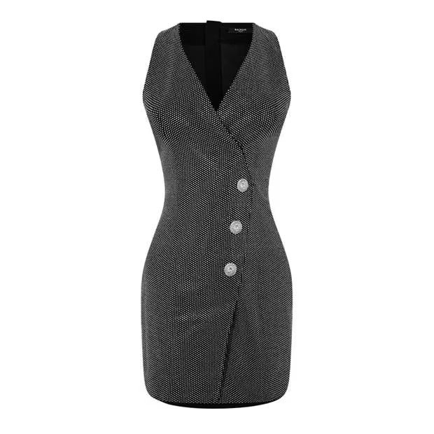 Balmain o1g2r1mq0924 Mini Dress in Black & Grey Size XS / US 0-2 / IT 36-38 - 1 Thumbnail
