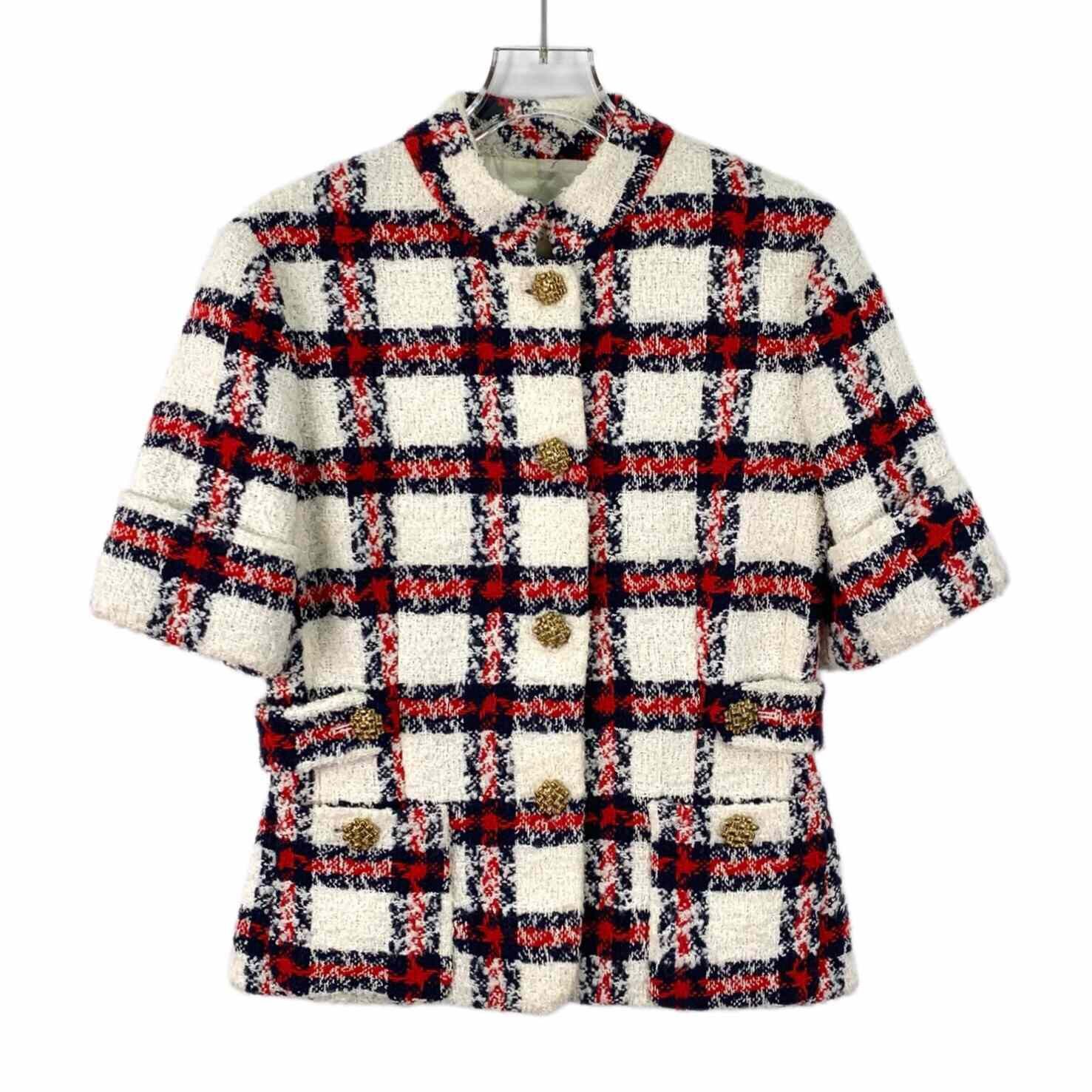 Gucci Gucci Knit Plaid Multi Jacket L Women Size L / US 10 / IT 46 - 1 Thumbnail