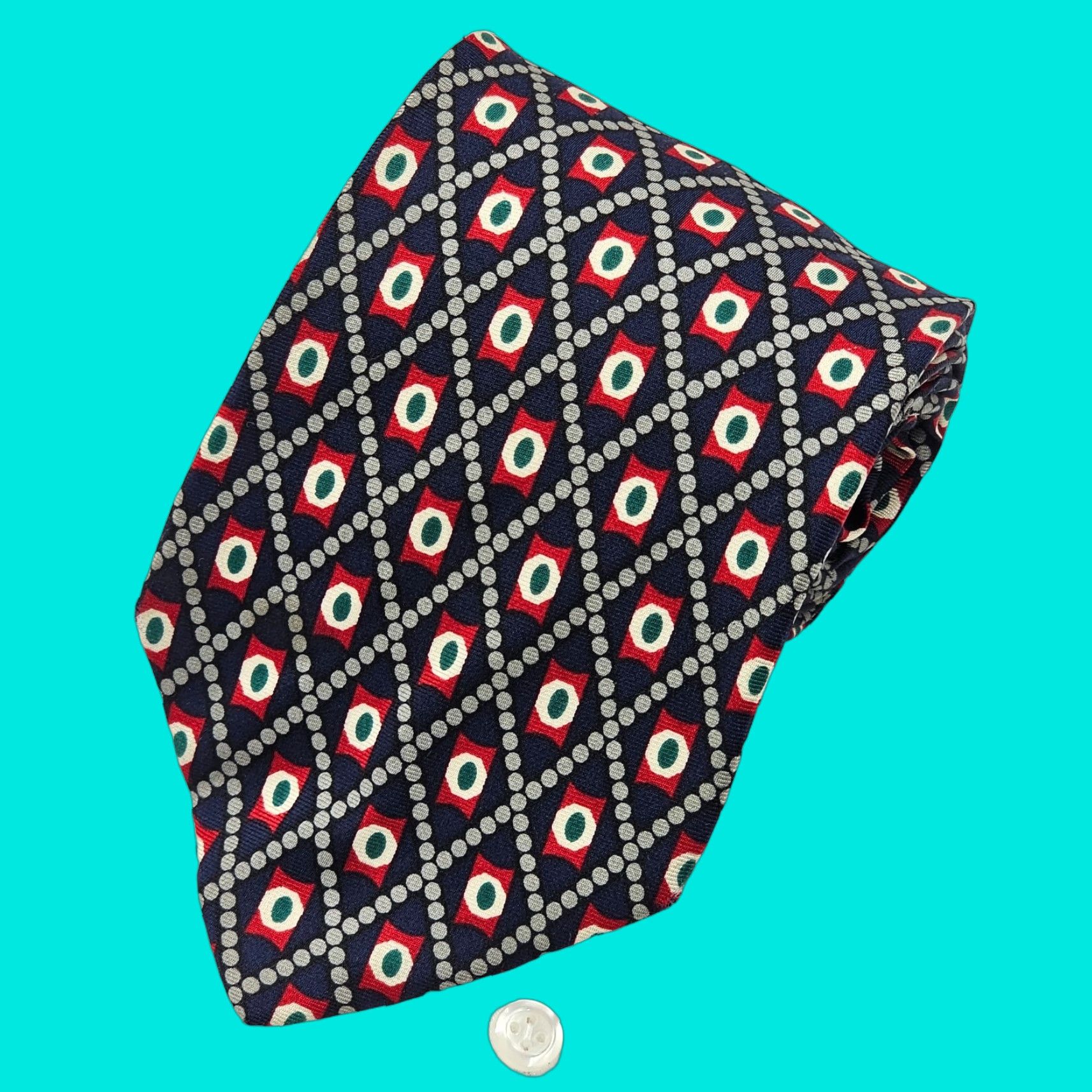 Brooks Brothers VINTAGE Brooks Brothers Necktie Mens Blue 100% Silk Geometric Preppy USA 57" x 3.75" Tie Mens Blue Silk Geometric Preppy Ivy 58X3.75 USA Size ONE SIZE - 1 Thumbnail