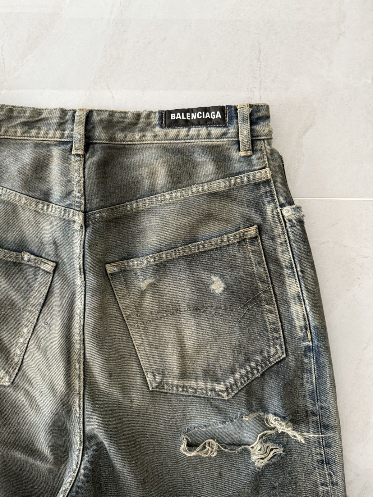 Balenciaga *RARE* Balenciaga SS23 Mud Oil Spilled Denim Baggy Version Size US 30 / EU 46 - 7 Thumbnail