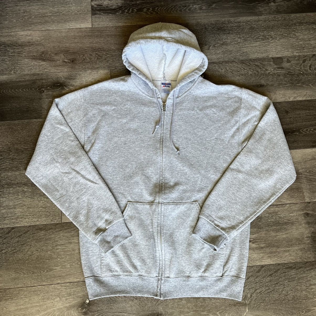Jerzees Vintage 2000s Jerzees by Russell Athletic Grey Zip Up Hoodie Size US M / EU 48-50 / 2 - 1 Thumbnail