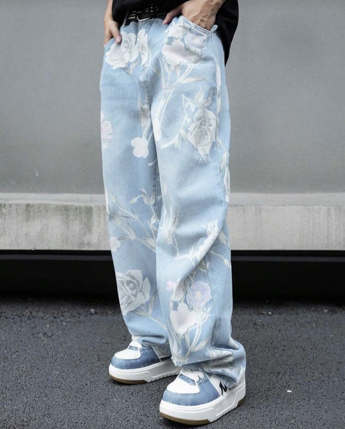 Japanese Brand Mibuki x Hiro Loose Wide Leg Floral Print Jeans Design Pants Size US 30 / EU 46 - 8 Thumbnail