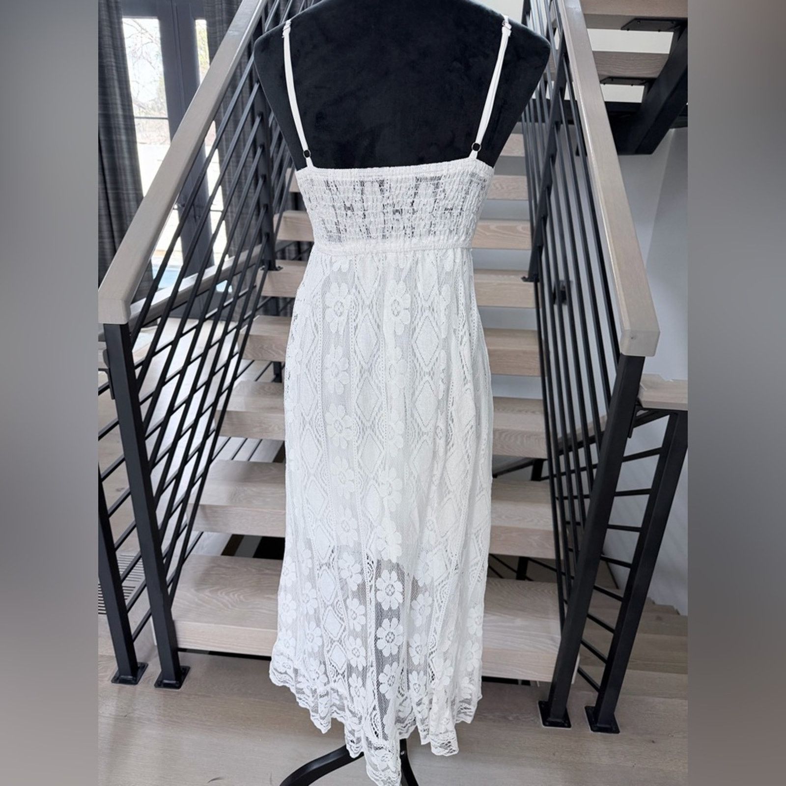 Other New White Beach Boho Midi V-Neck Casual Lace Dress size S Size S / US 4 / IT 40 - 14 Thumbnail