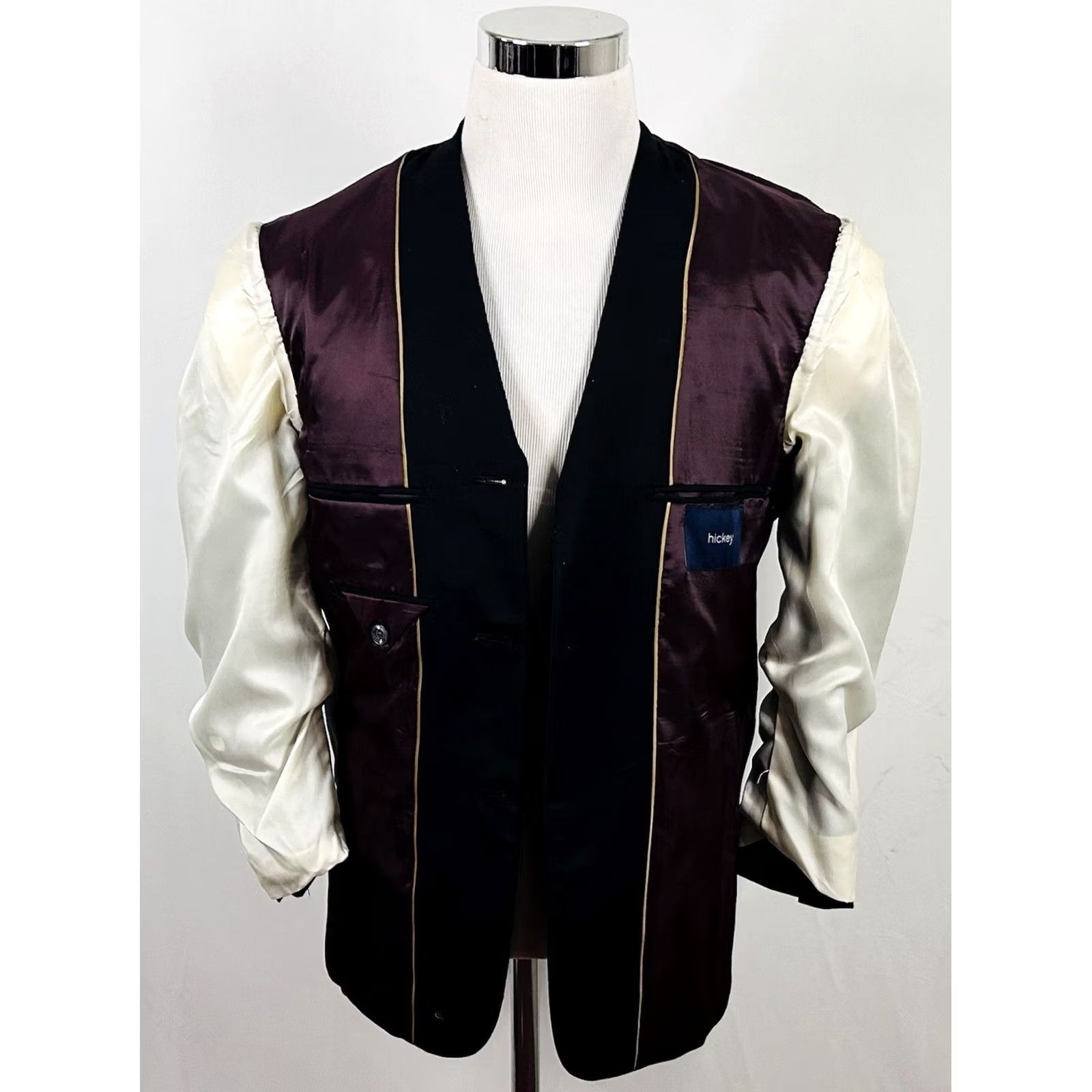 Vintage Hickey Freeman Sport Coat 38S Wool Black Three-Button Fully Lined Mens Jacket Coat Size US XS / EU 42 / 0 - 7 Thumbnail