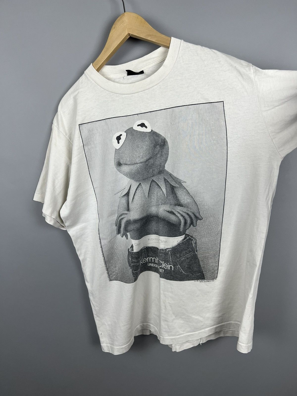 Changes XL Vintage 90s White Kermit Clein Under Where Frog Tee RARE Size US XL / EU 56 / 4 - 2 Thumbnail