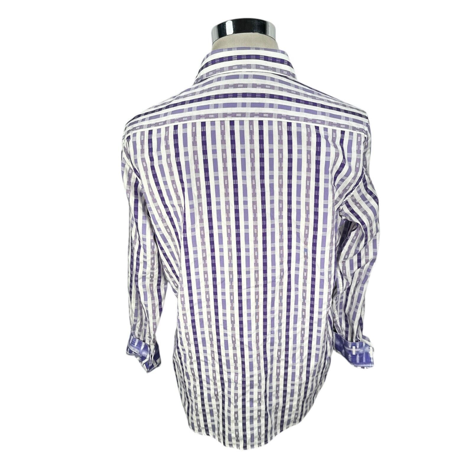 Robert Graham Robert Graham Shirt Men’s Large Purple White Striped Flip Size US L / EU 52-54 / 3 - 6 Thumbnail