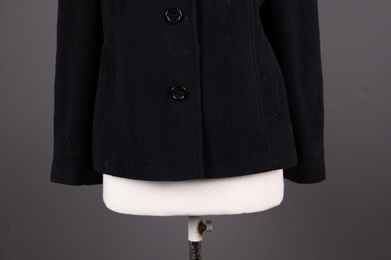 Designer Vintage Laura Ashley Black Wool Button UK 18 EUR 44 USA 14 Size M / US 6-8 / IT 42-44 - 3 Thumbnail