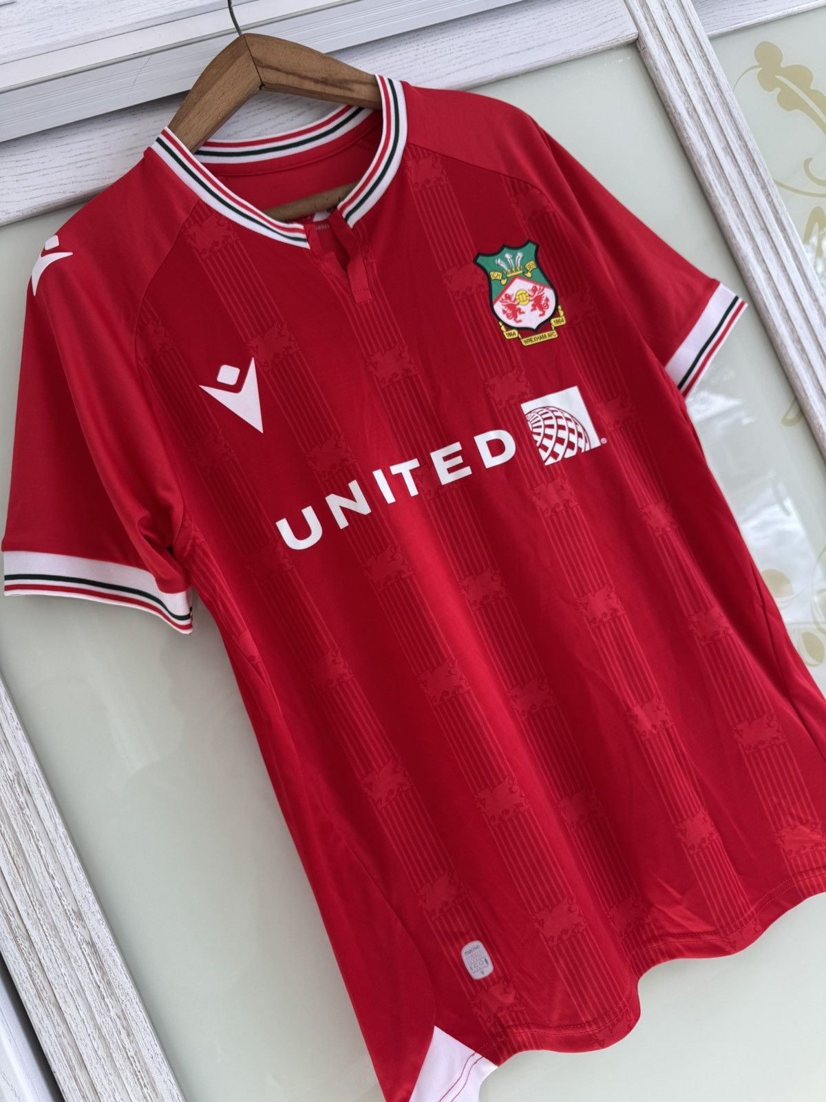 Macron Davies #7 Wrexham 2023-2024 Home Soccer Jersey Football Kit Size US L / EU 52-54 / 3 - 6 Thumbnail