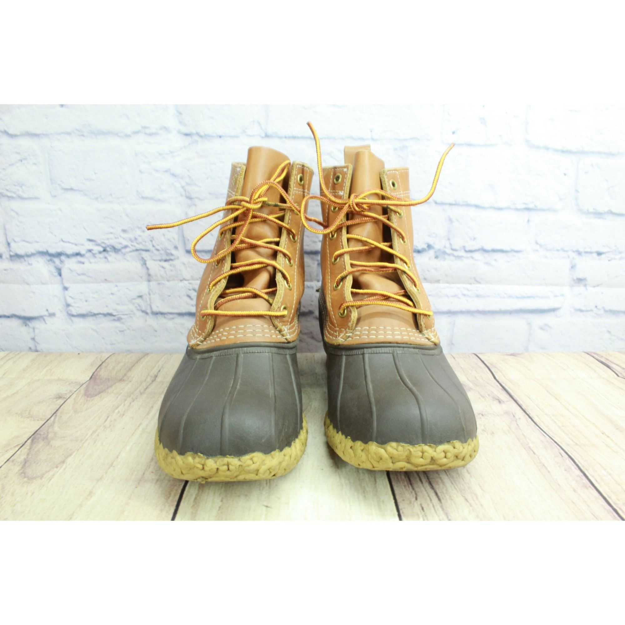 L.L. Bean × Leather LL Bean Women's Brown Leather 8" Unlined Ankle Duck Boots Size US 10 / IT 40 - 4 Thumbnail