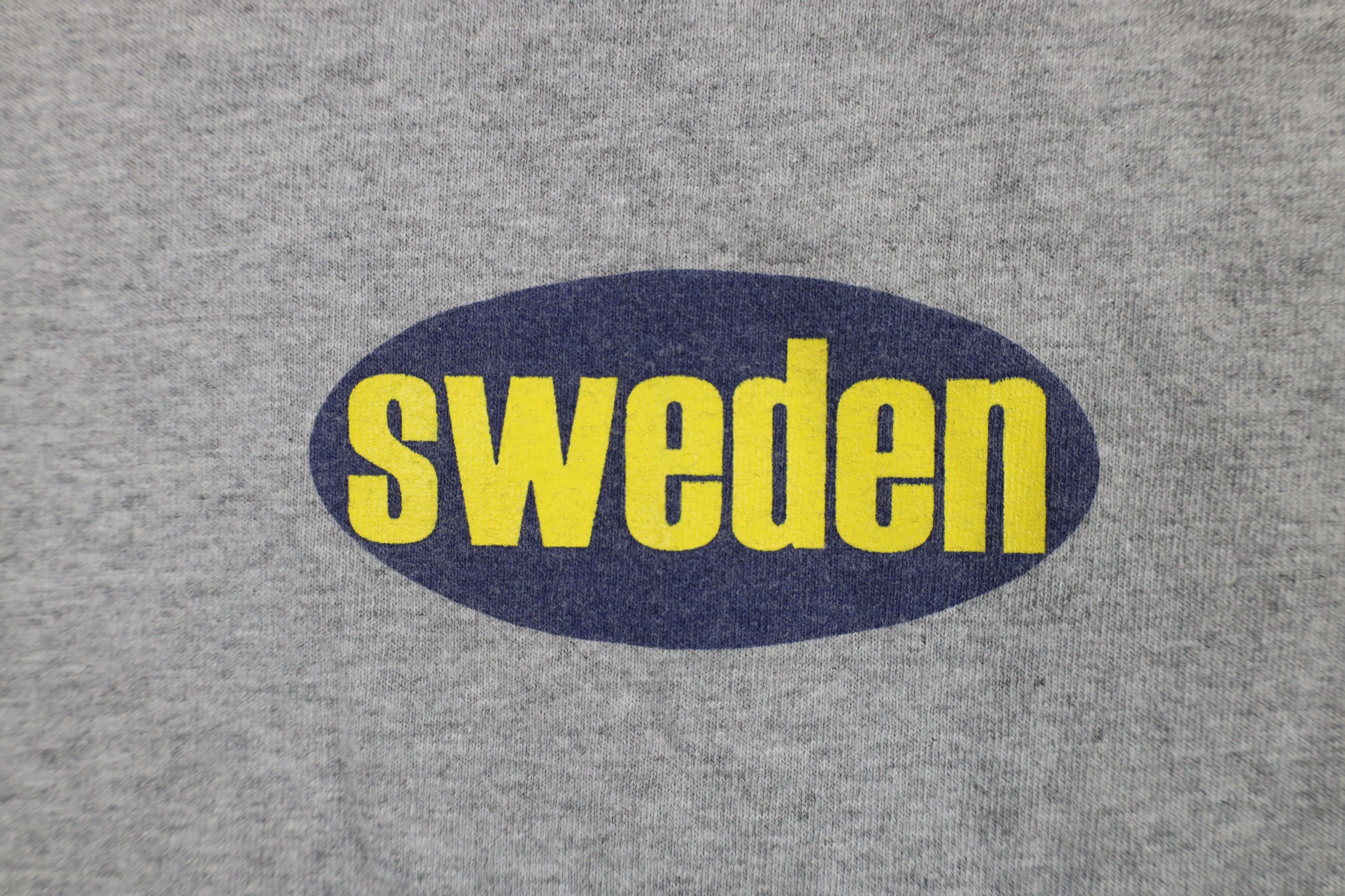Vintage Vintage 90s Streetwear Spell Out Sweden Ringer T-Shirt Gray Size US L / EU 52-54 / 3 - 4 Thumbnail
