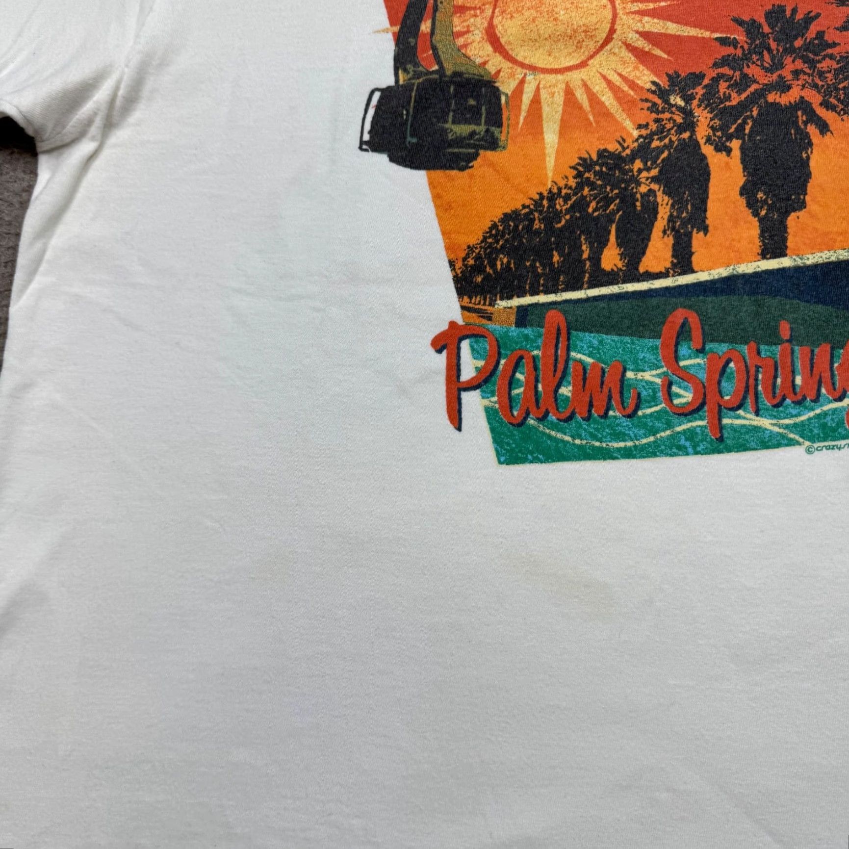 Vintage Crazy Shirts Womens Large White T-Shirt Cropped Palm Springs Logo Casual Ladies Size L / US 10 / IT 46 - 3 Thumbnail