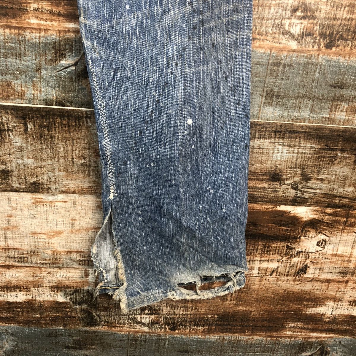 Edwin DLL Edwin Blue Stripe Distressed Denim Pants #C006 Size US 31 - 21 Thumbnail