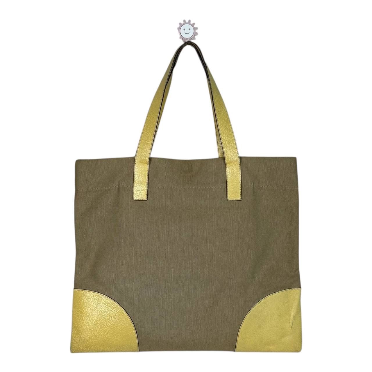 Prada Vintage 90s Prada Canvas Leather Tote Bag Triangle Logo Size ONE SIZE - 2 Thumbnail