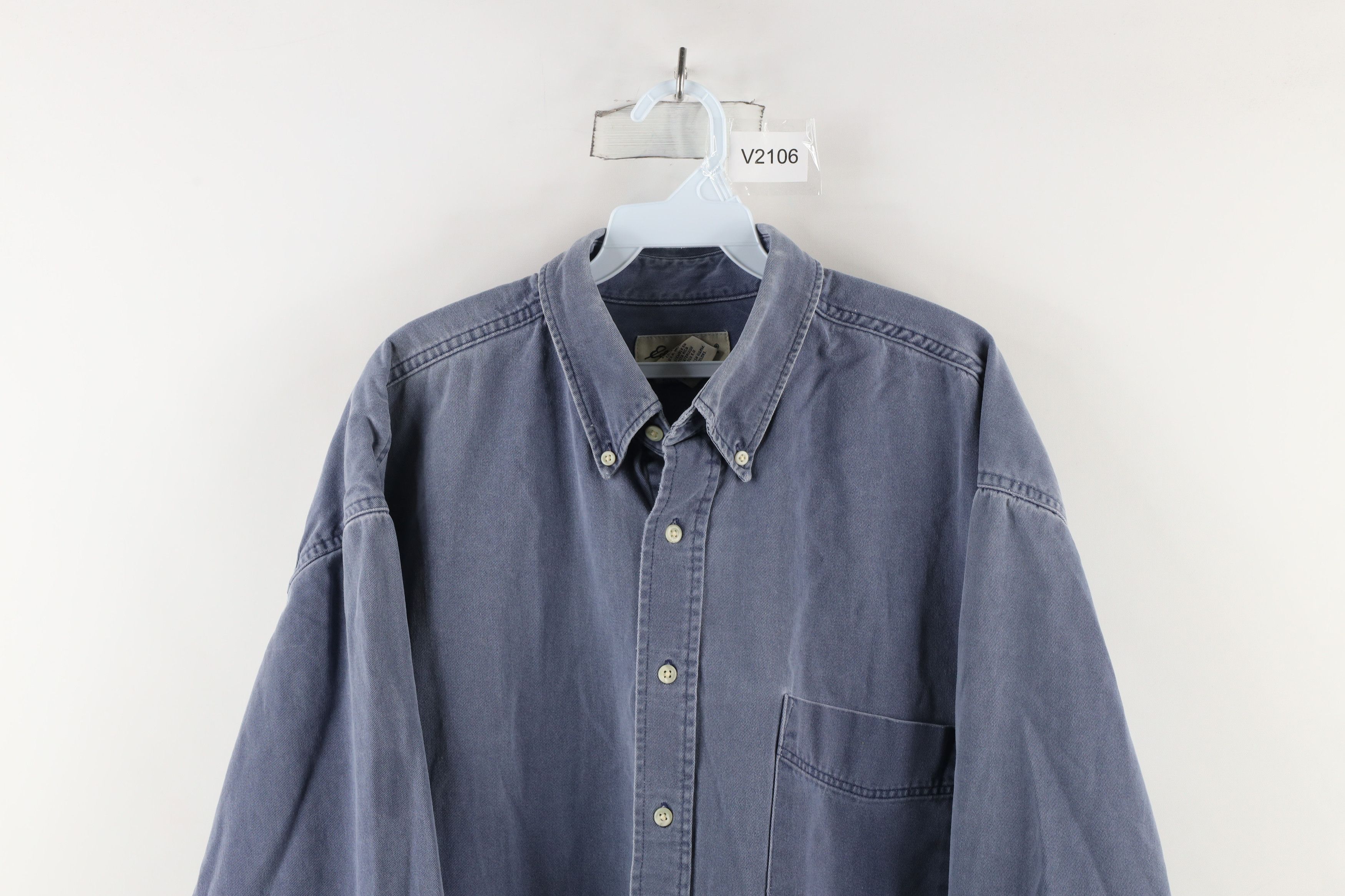 Eddie Bauer × Vintage Vintage 90s Eddie Bauer Thrashed Collared Button Down Shirt Size US XL / EU 56 / 4 - 2 Thumbnail