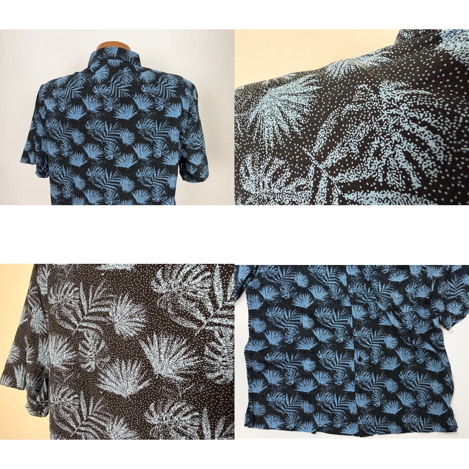 Nat Nast VINTAGE Nat Nast Shirt Men M Hawaiian Palm Frond Pointilism Aloha Luau Silk Cotton Black Summer Beach Tropic Nat Nast Luxury Originals Size US M / EU 48-50 / 2 - 8 Thumbnail