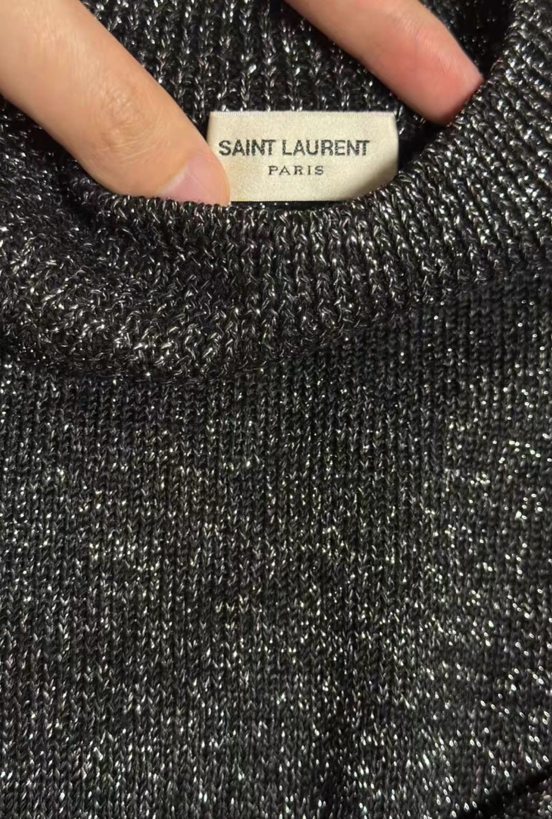Saint Laurent Paris Saint Laurent Silver Thread Half Metal Fiber Blend Knit Size XS / US 0-2 / IT 36-38 - 7 Thumbnail