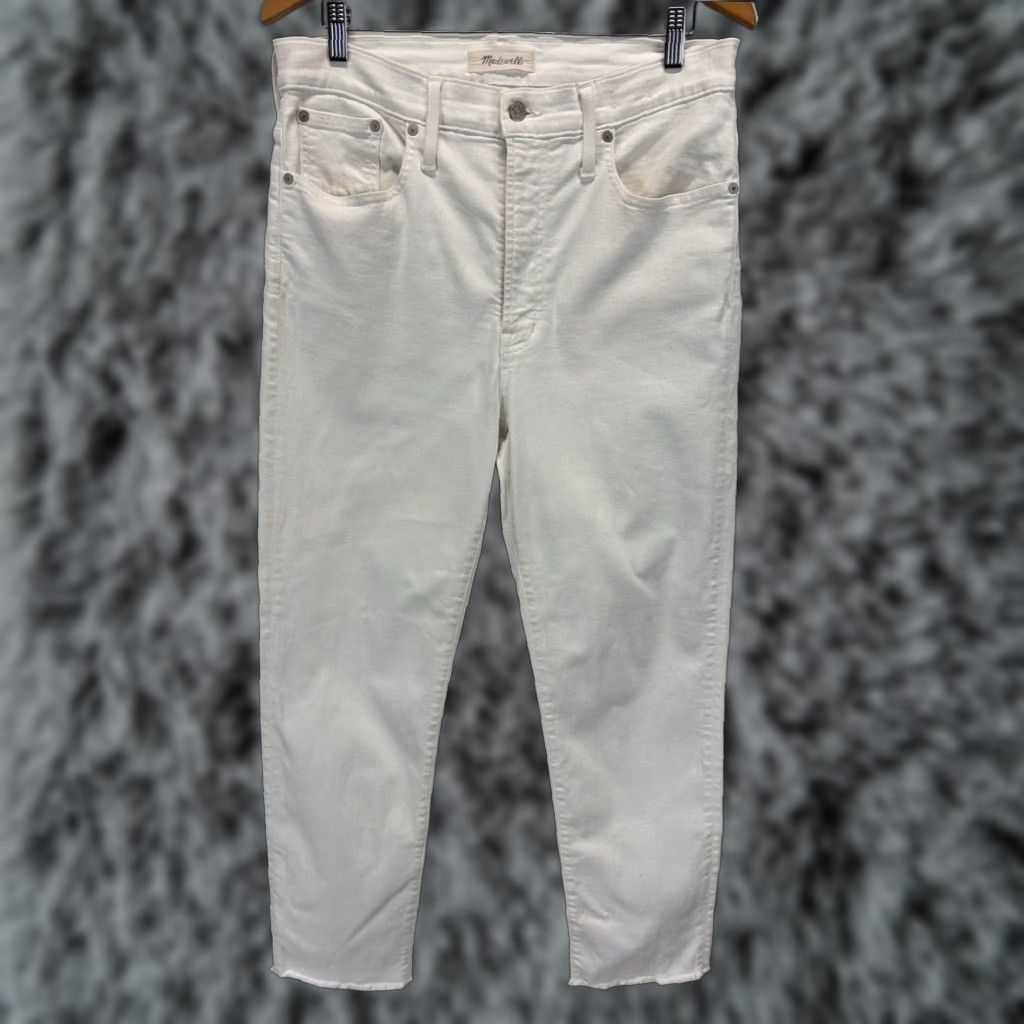 Madewell VINTAGE Madewell Women's Cropped Jeans Sz 31 Ivory Cotton Blend Raw Hem Size 24" / US 00 / IT 34 - 1 Thumbnail
