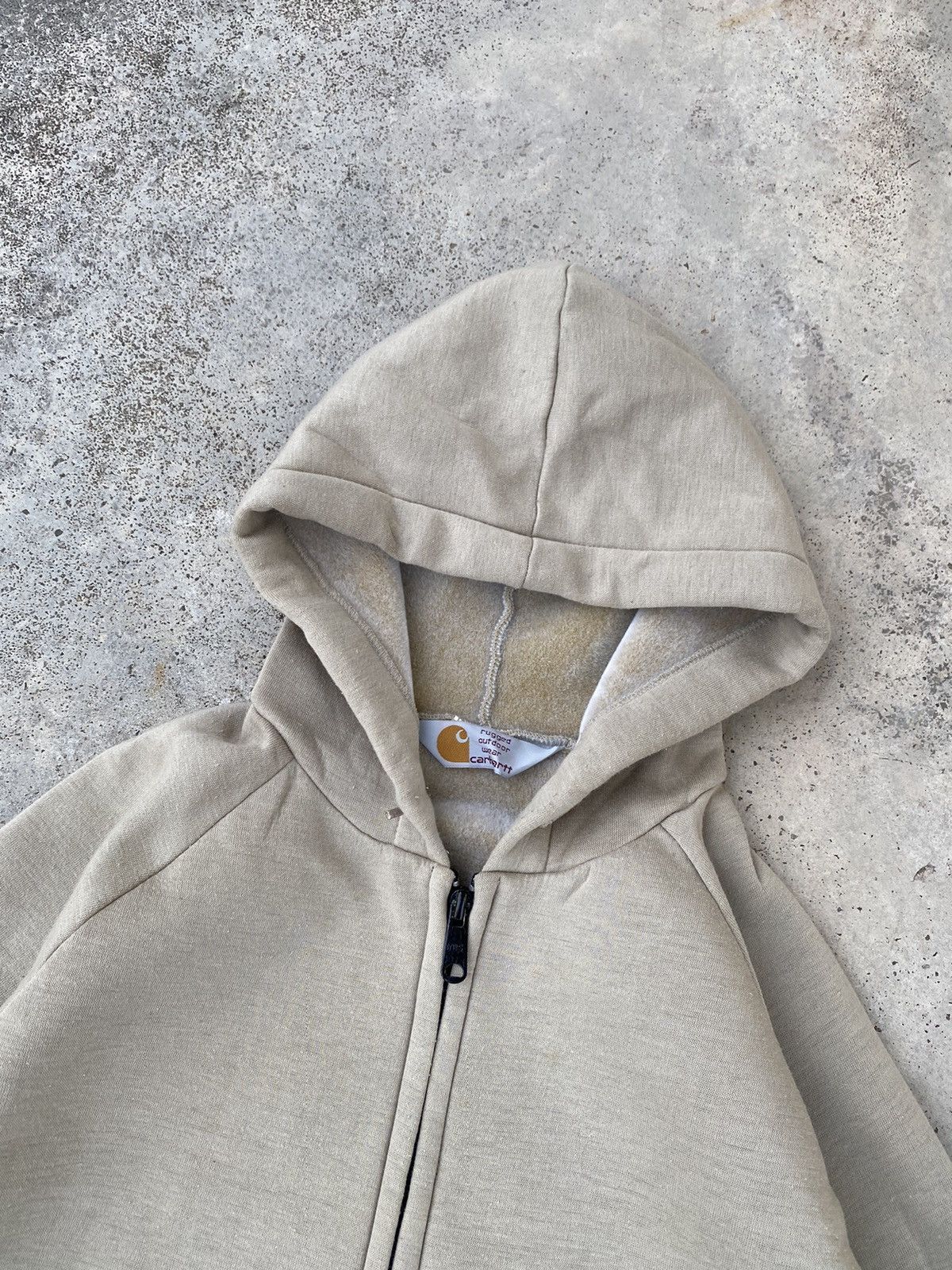 Carhartt × Vintage RARE! Vintage Carhartt Velvet Zip Up Hoodie Beige Size US L / EU 52-54 / 3 - 2 Thumbnail