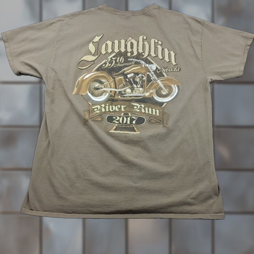 Vintage Laughlin Nevada River Run 35th Rally 2017 Biker T Shirt Mens XL Short Sleeve USA Made Size US XL / EU 56 / 4 - 1 Thumbnail