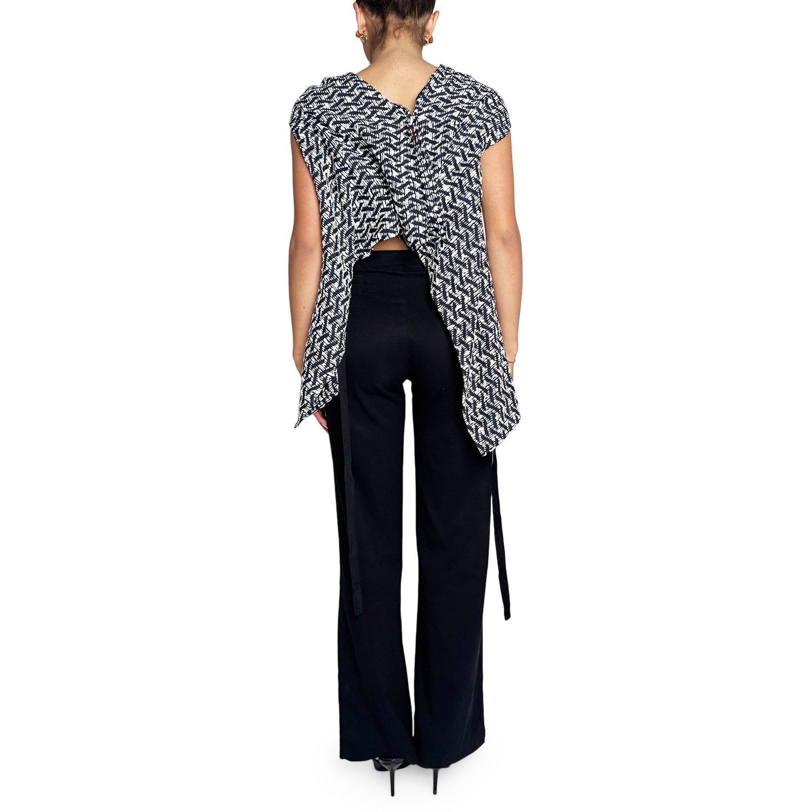 Roland Mouret Navy and white top Size L / US 10 / IT 46 - 4 Thumbnail