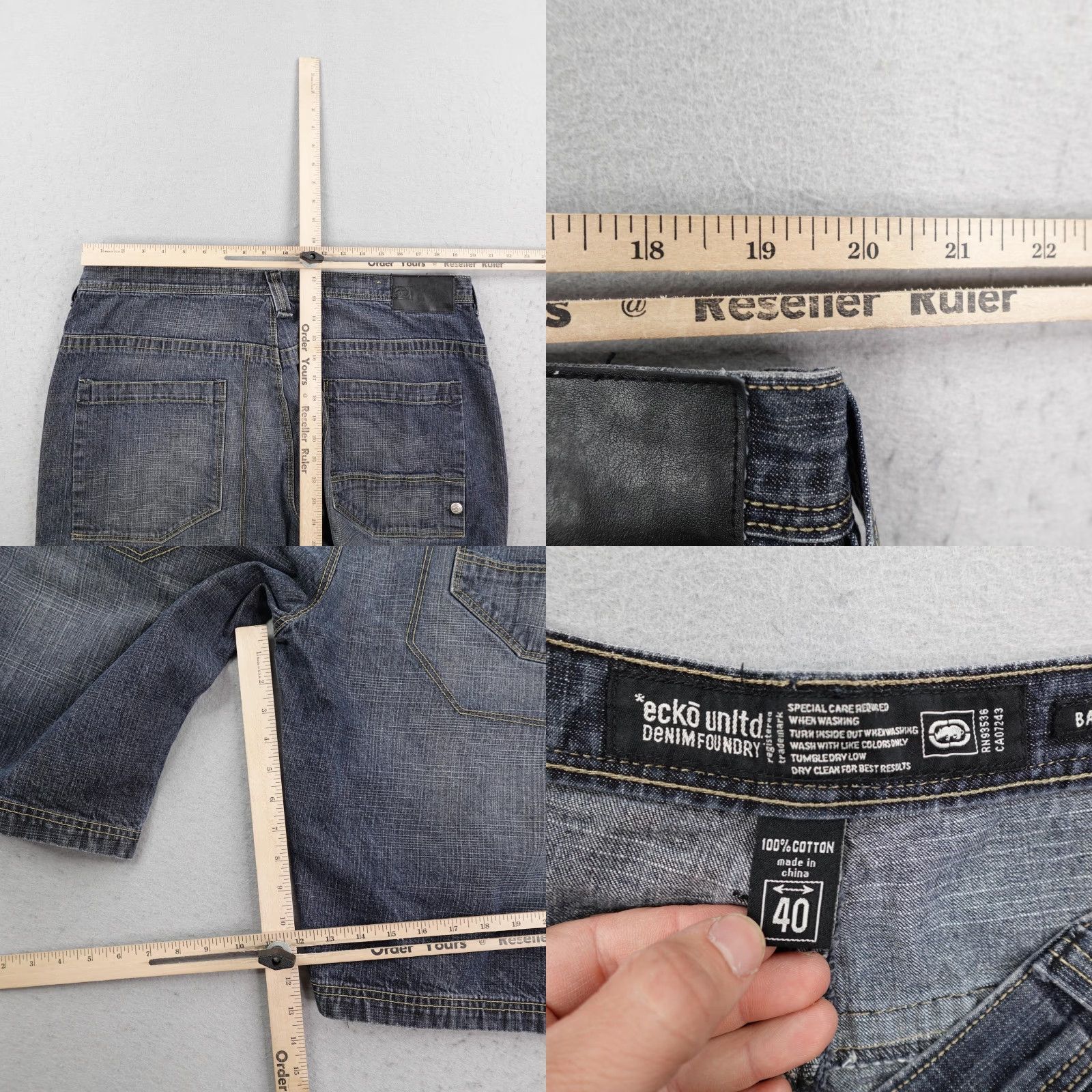 Ecko Unltd. VINTAGE Ecko Unltd Shorts Mens 40 Blue Denim Baggy Carpenter Embroidered Y2K Relaxed Cargo Denim Casual Mens 40 Blue Size US 40 / EU 56 - 8 Thumbnail
