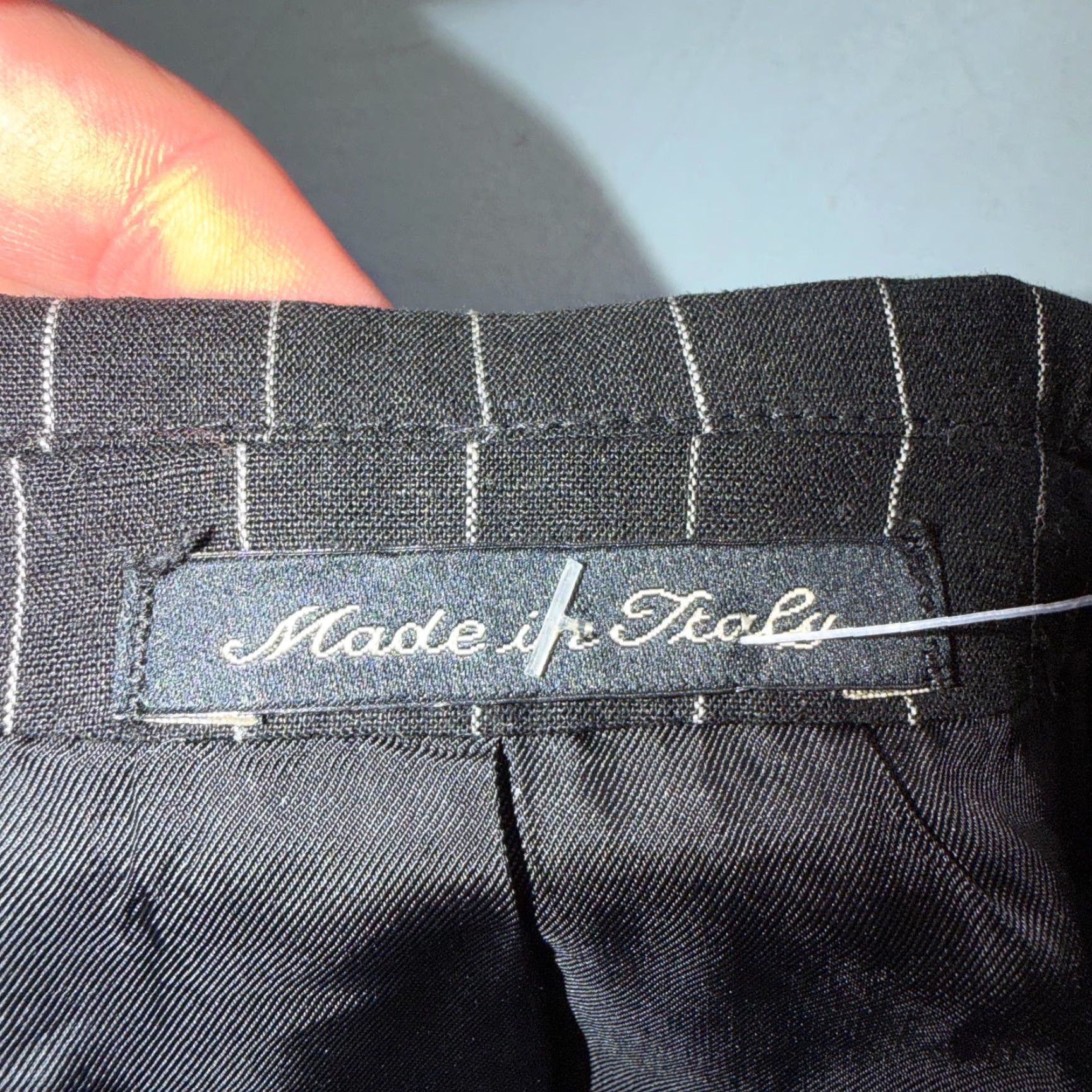 Ralph Lauren Purple Label VINTAGE Ralph Lauren Purple Label Black Linen Suit Jacket Mens 44R Pinstripe Blazer 2-Button Notch Peak Vintage Mens Jacket Size 44R - 6 Thumbnail