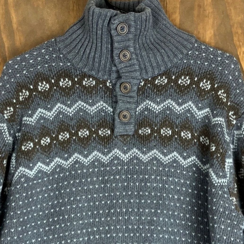 Timberland Timberland Mens Sweater Gray Brown Mock Henley 100% Cotton Knitted XL XLarge Cotton Mock Neck Wool? Size US XL / EU 56 / 4 - 2 Thumbnail