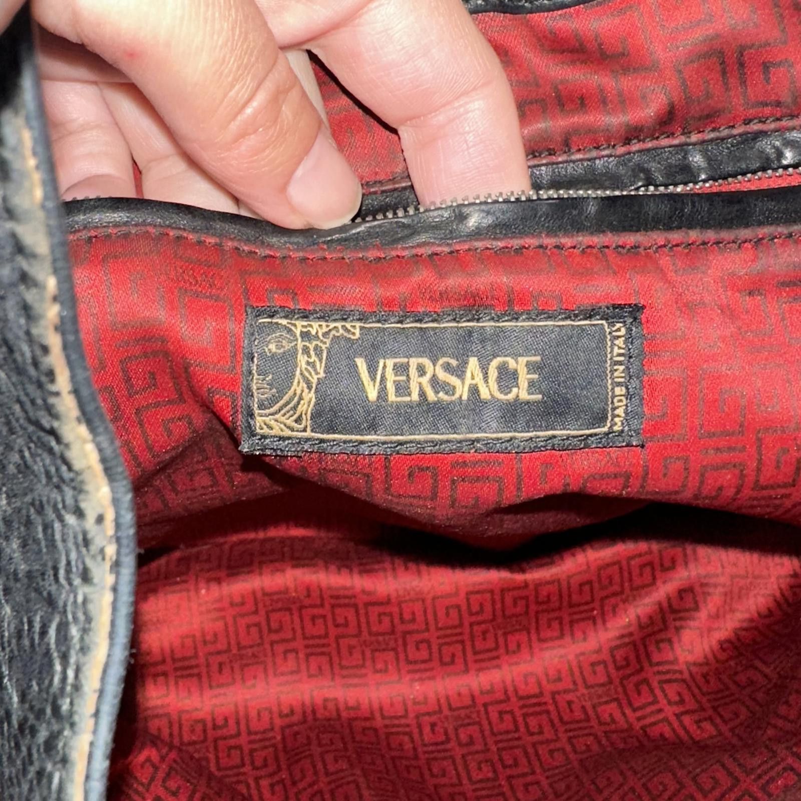 Versace Versace Bag Vintage Black Embossed Leather Shoulder Bag Size ONE SIZE - 3 Thumbnail