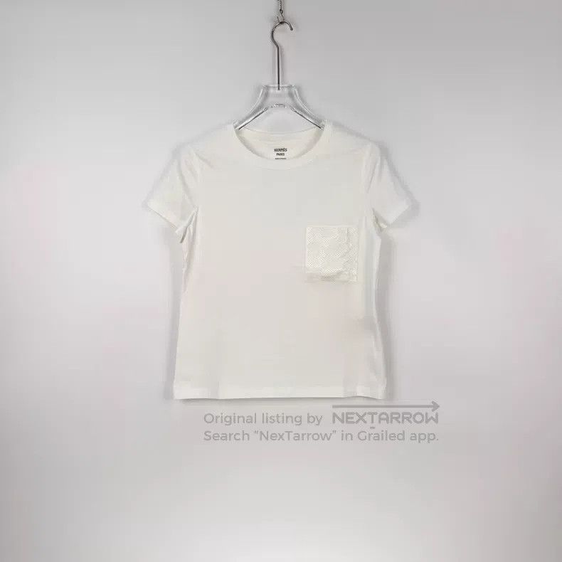 Hermes Hermes White Embroidered Chest Strap Short Sleeve Size XS / US 0-2 / IT 36-38 - 3 Thumbnail