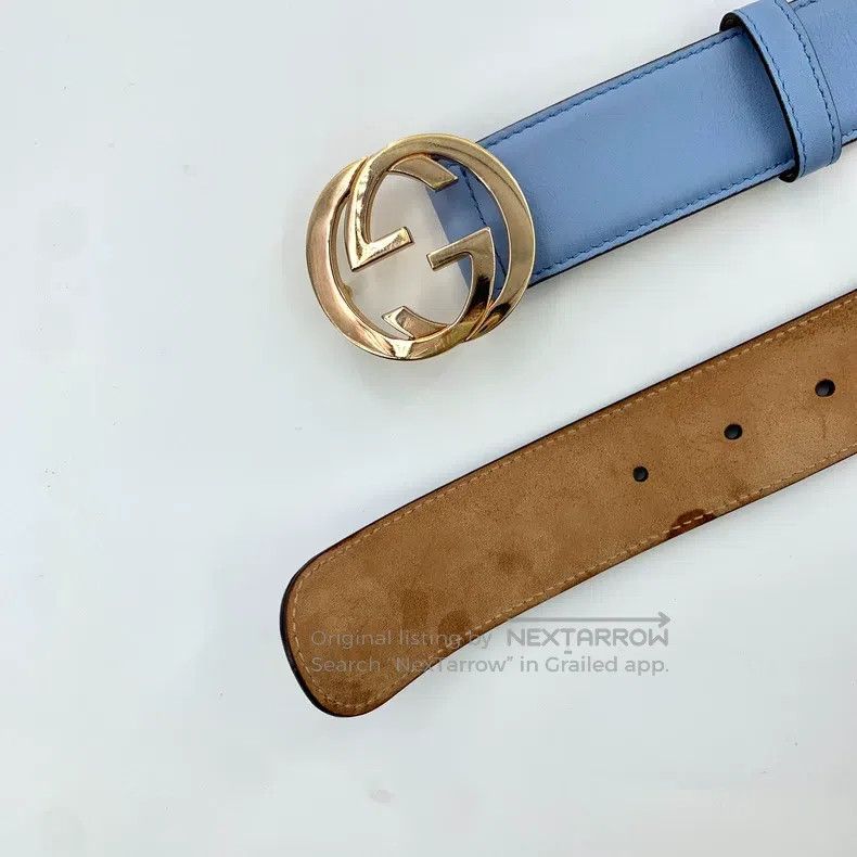 Gucci Gucci Blue logo smooth buckle belt Size ONE SIZE - 5 Thumbnail