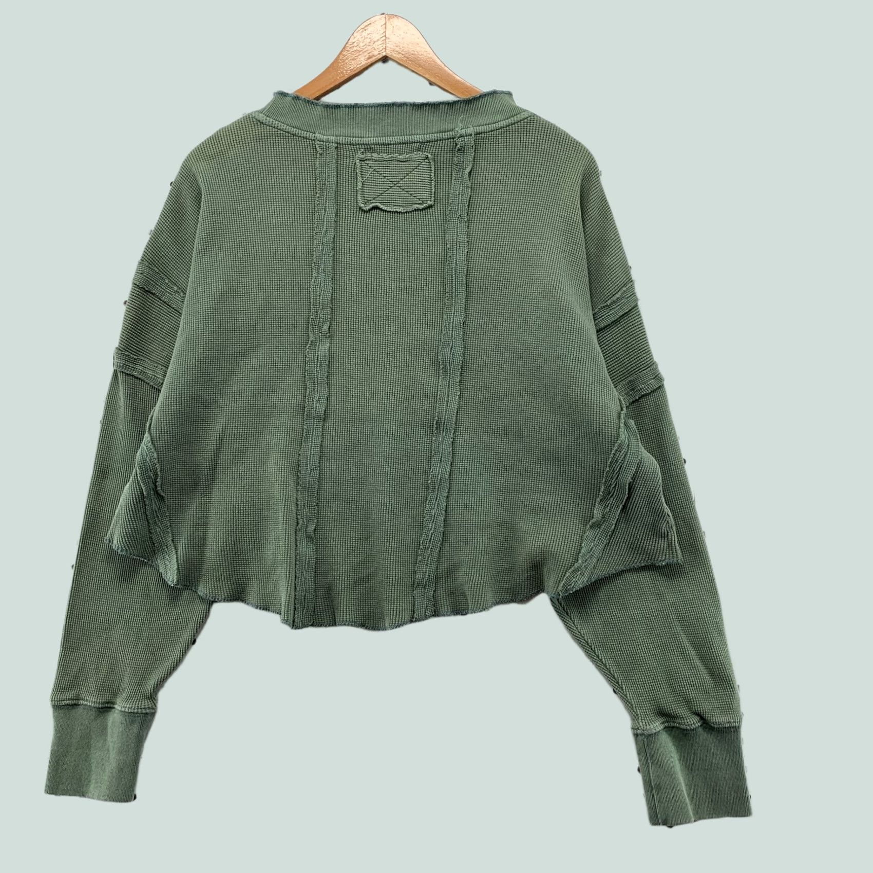 Free People Free People We The Free Thermal Top Womens XS Faded Green Heavyweight Hobo Boho Shirt Size XS / US 0-2 / IT 36-38 - 1 Thumbnail