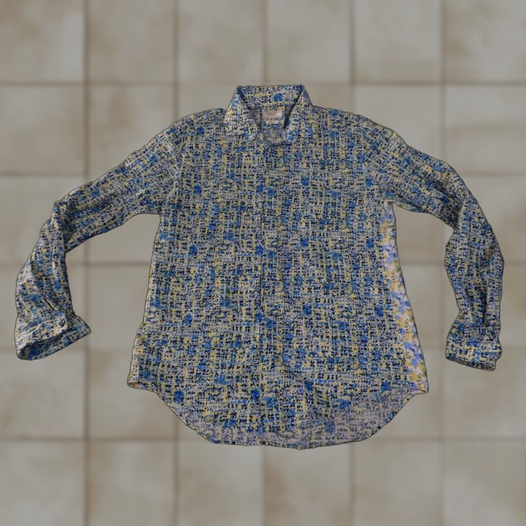 Zara Zara Shirt Mens Large Blue Yellow Floral Slim Fit Casual Button Front Size US L / EU 52-54 / 3 - 1 Thumbnail