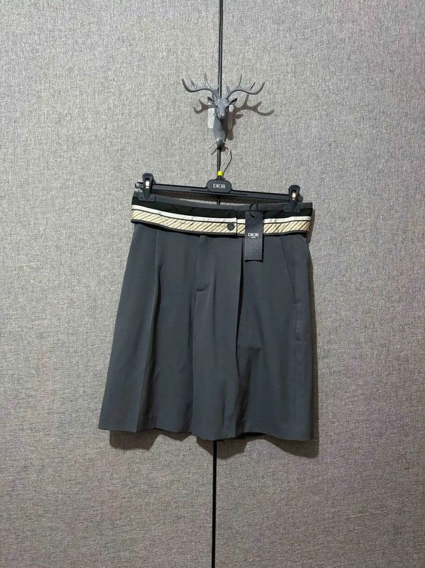 Dior Dior Men's Grey Wool Logo Embroidered Shorts 0089 Size US 32 / EU 48 - 1 Thumbnail