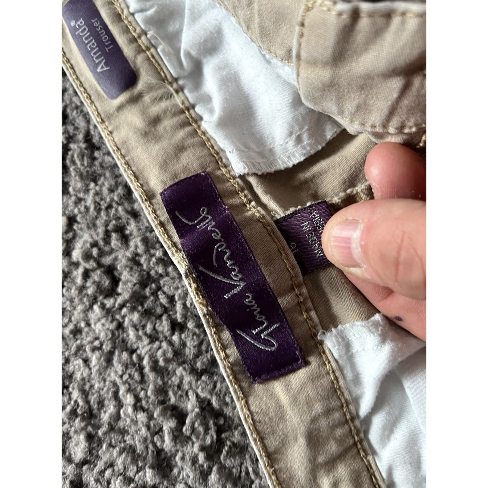 Gloria Vanderbilt Gloria Vanderbilt Amanda Womens 16 Beige Classic Fit Tapered Chino Twill Pant Size 38" / US 16 / IT 52 - 4 Thumbnail