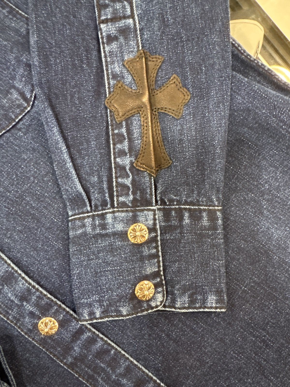 Chrome Hearts Chrome Hearts Loose Ends Black Cross Denim Shirt Size S / US 4 / IT 40 - 4 Thumbnail