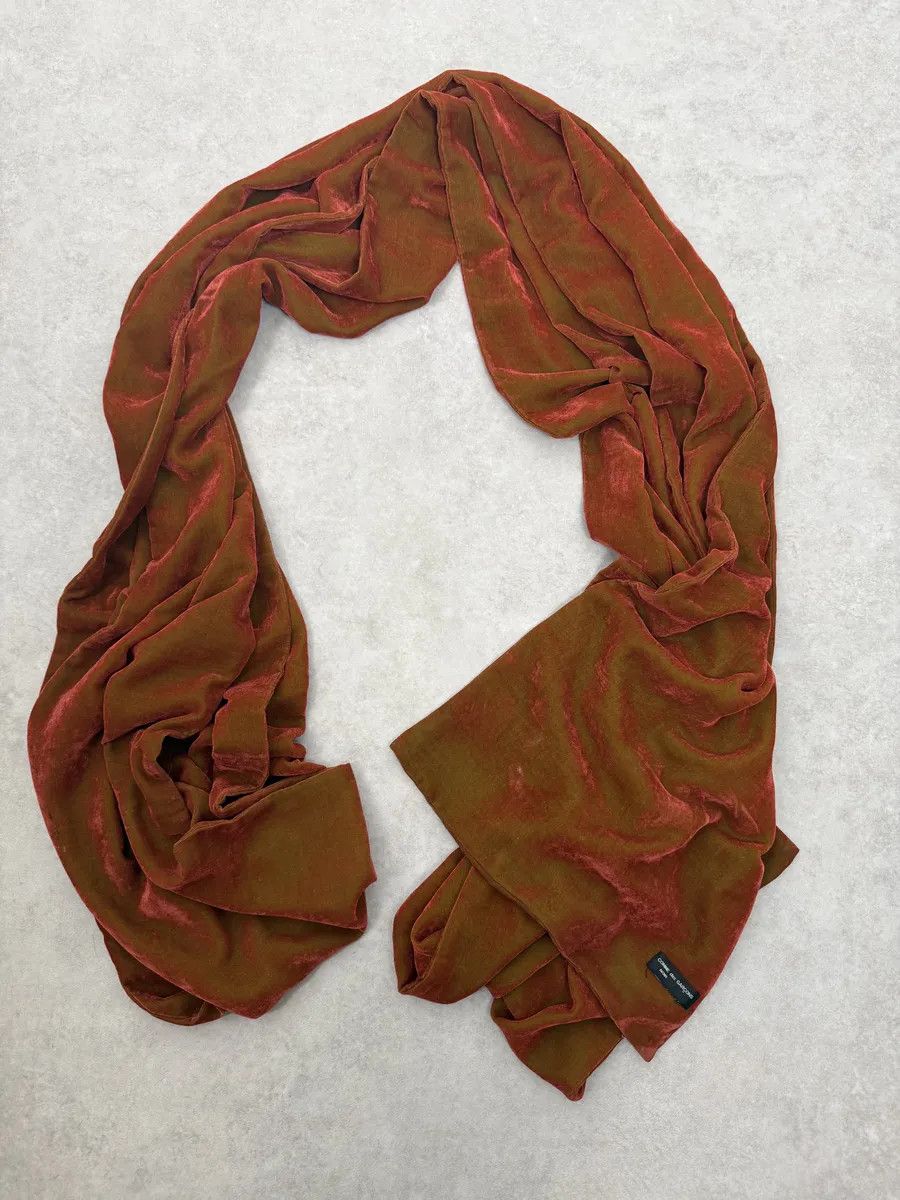 Comme des Garcons 1990s Comme des Garçons Dark Orange Velvet Scarf Size ONE SIZE - 1 Thumbnail