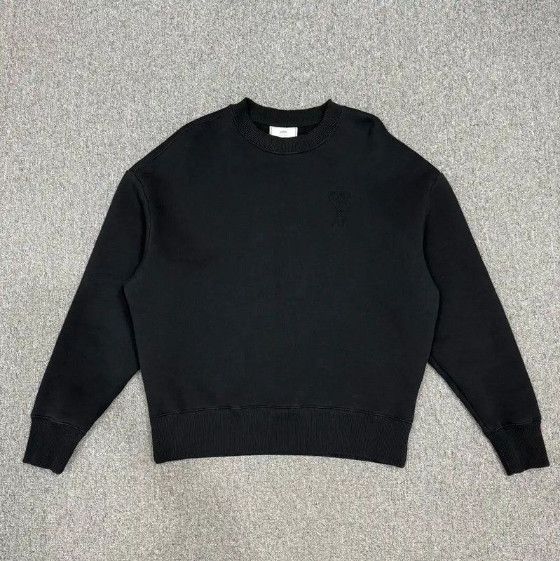 AMI AMI Black Cotton Pullover Sweatshirt for Men 0089 Size US S / EU 44-46 / 1 - 1 Thumbnail