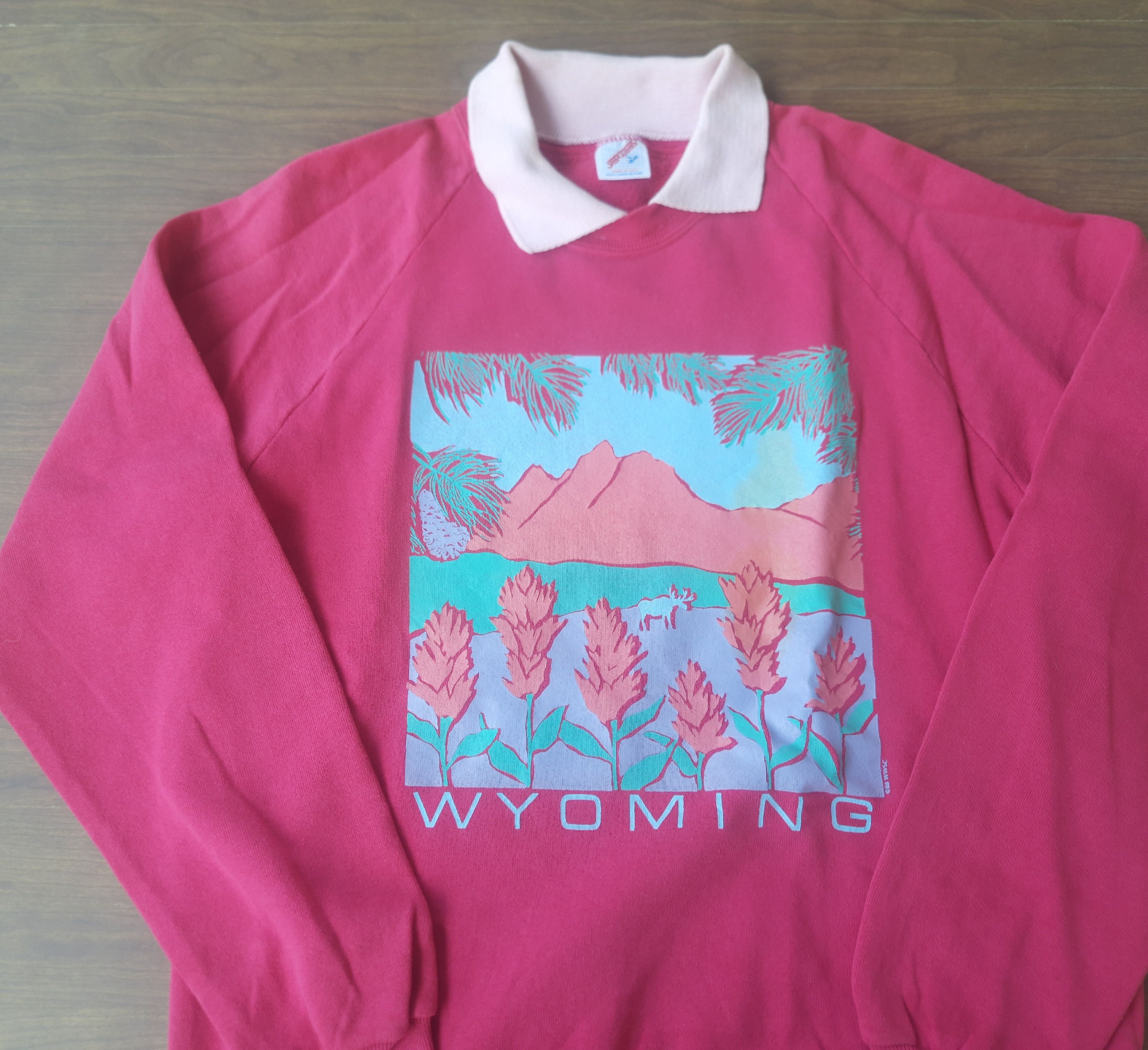 Vintage 90s WYOMING Jerzees Sweatshirt Crewneck Size US L / EU 52-54 / 3 - 3 Thumbnail