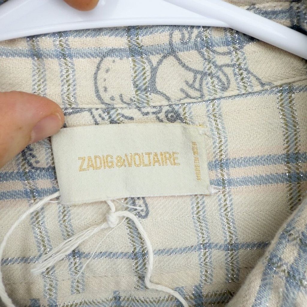 Zadig & Voltaire ZADIG & VOLTAIRE Cartoon Sketch Plaid Shirt Blue Pink Size M Size L / US 10 / IT 46 - 3 Thumbnail