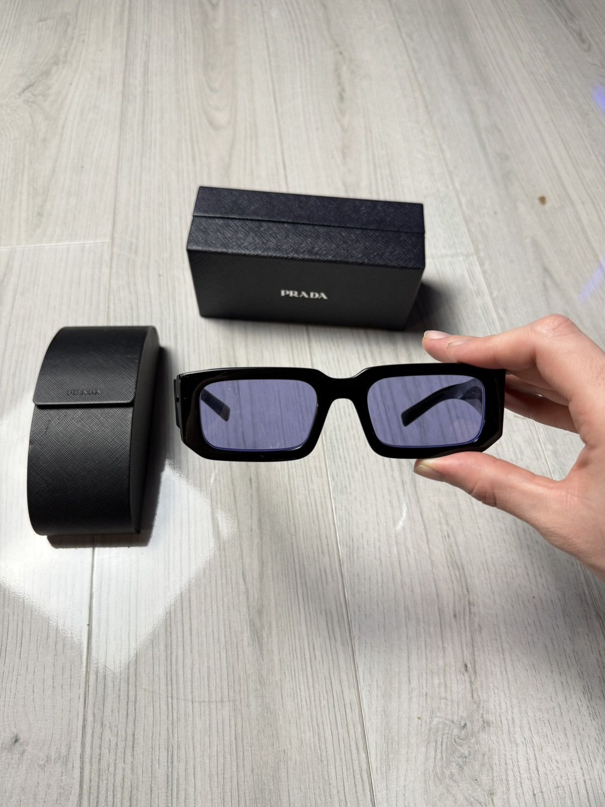 Prada Prada Sunglasses PR 06YS Black with Violet Lenses Size ONE SIZE - 3 Thumbnail
