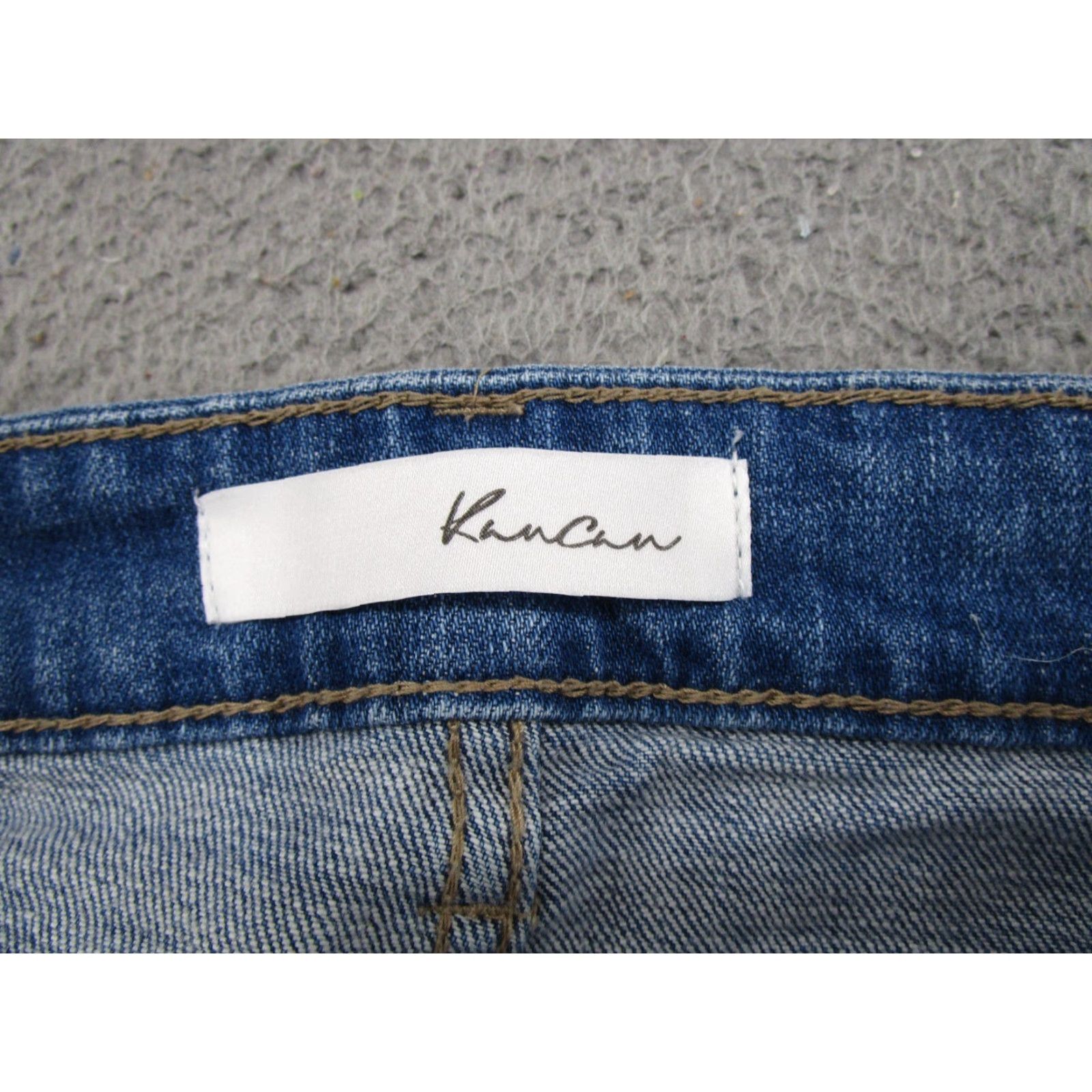 Vintage Kancan Women’s Blue Stretch Denim Jeans Size 15 Regular Distressed High Rise Jeans Size 36" / US 14 / IT 50 - 4 Thumbnail