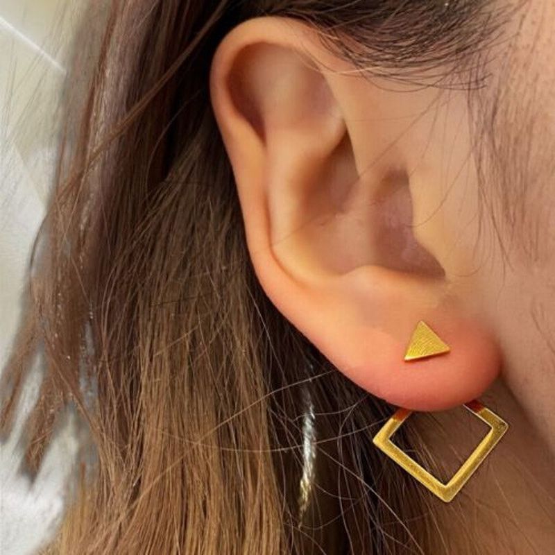 Other 18k Gold Geometric Stud Transformer Earrings Gold NWT Size ONE SIZE - 2 Thumbnail