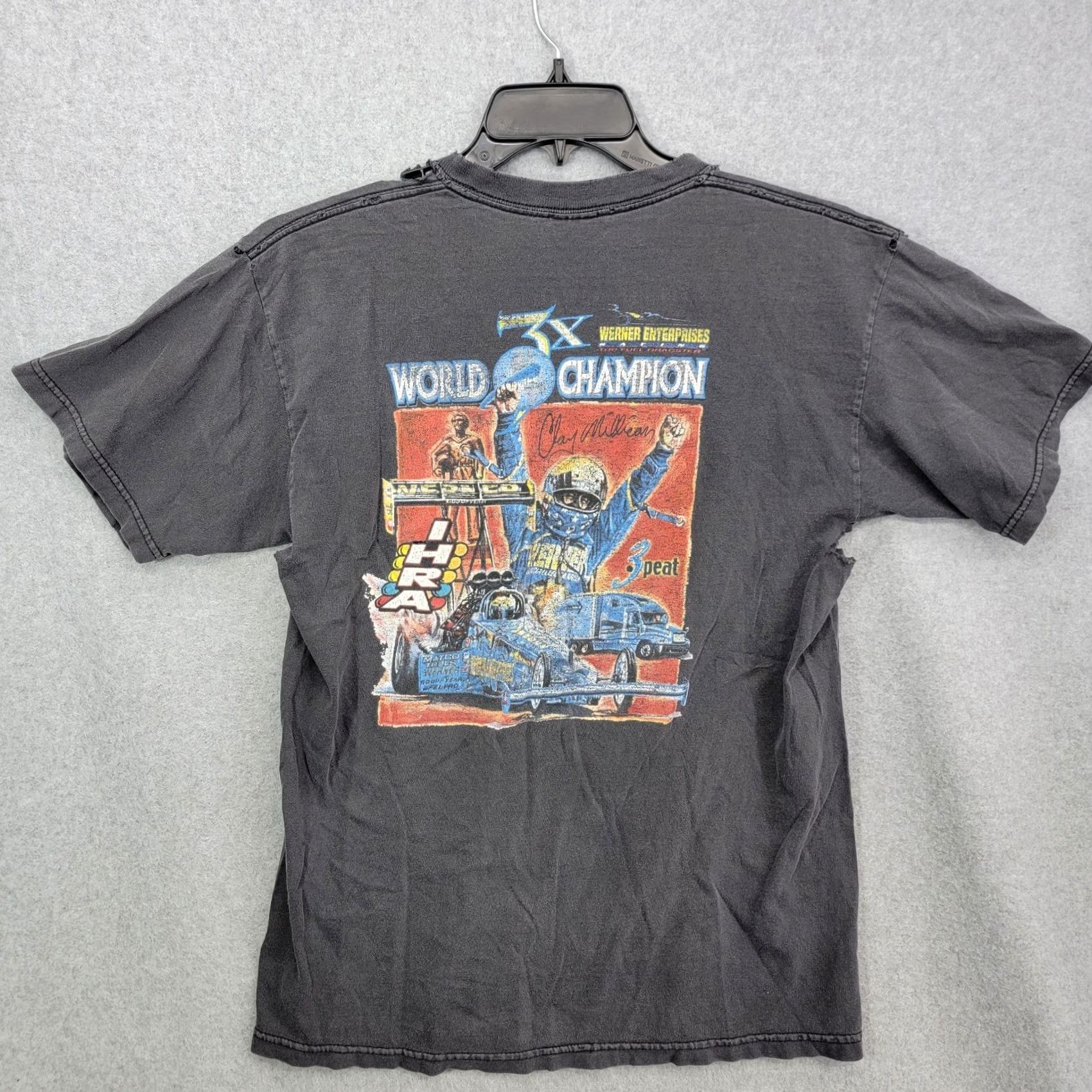 Gildan VINTAGE Nike Shirt Adult M Black Graphic Print T Shirt Y2K Werner Top Fuel Dragster IHRA Drag Racing Tee Size US M / EU 48-50 / 2 - 7 Thumbnail