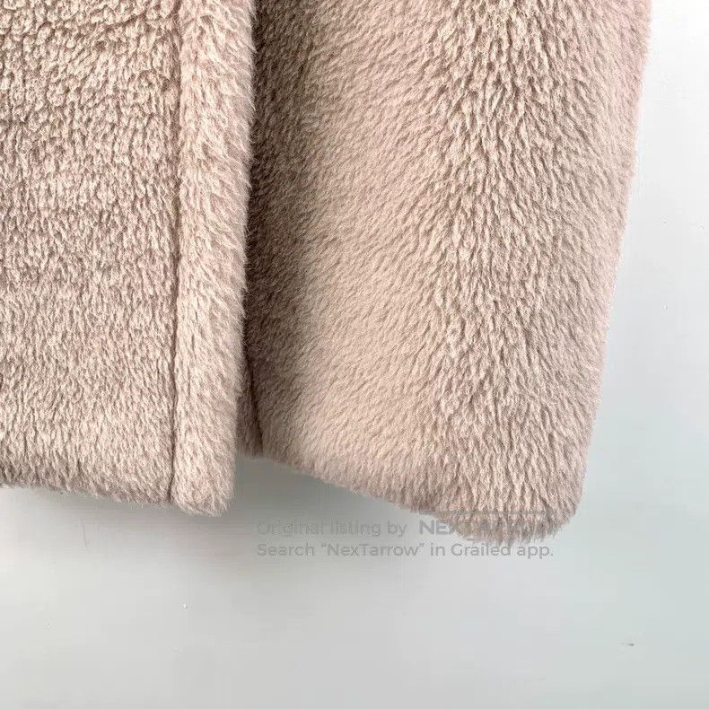 Max Mara Max Mara Beige Teddy Alpaca Hair Lapel Double Breasted Lon Size S / US 4 / IT 40 - 4 Thumbnail