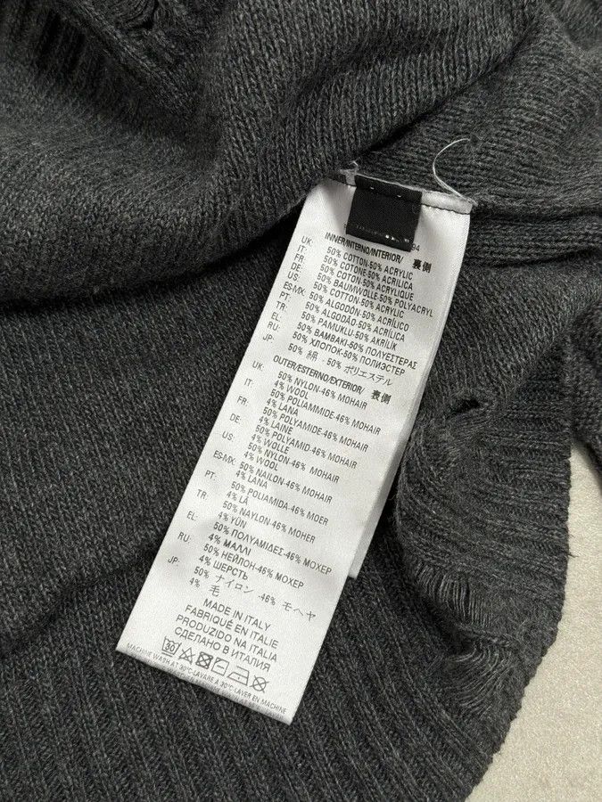 Diesel 2000s Diesel Spiderweb Destroyed Grey Wool Sweater Size US M / EU 48-50 / 2 - 9 Thumbnail